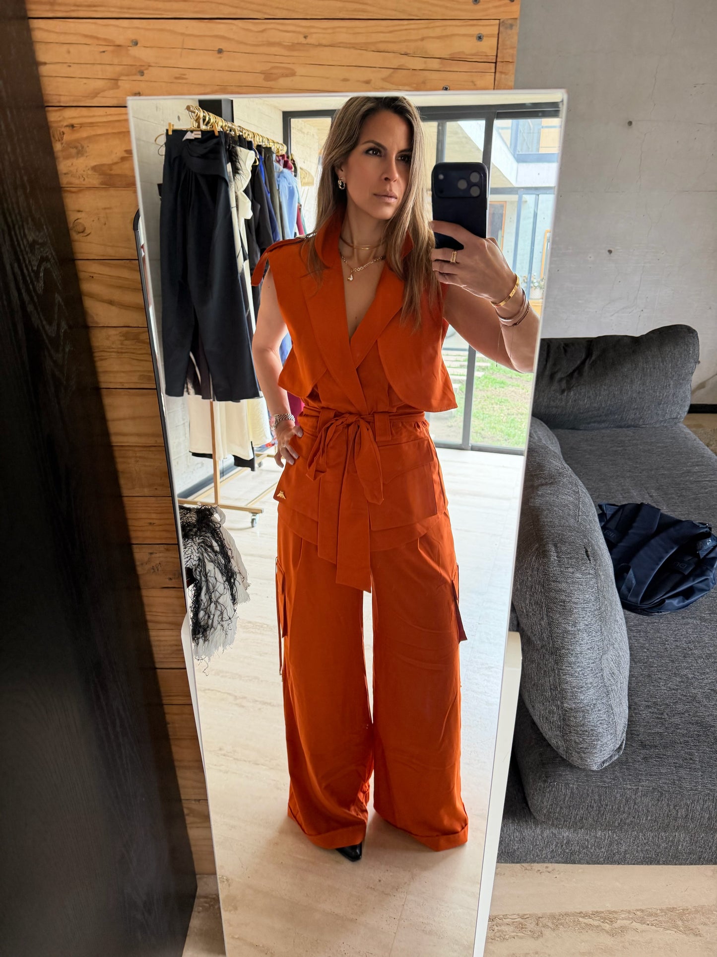 SET DE CHALECO LARGO CON PANTALÓN