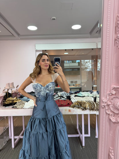 CORSET HEBRAS AZULES CON BLANCO