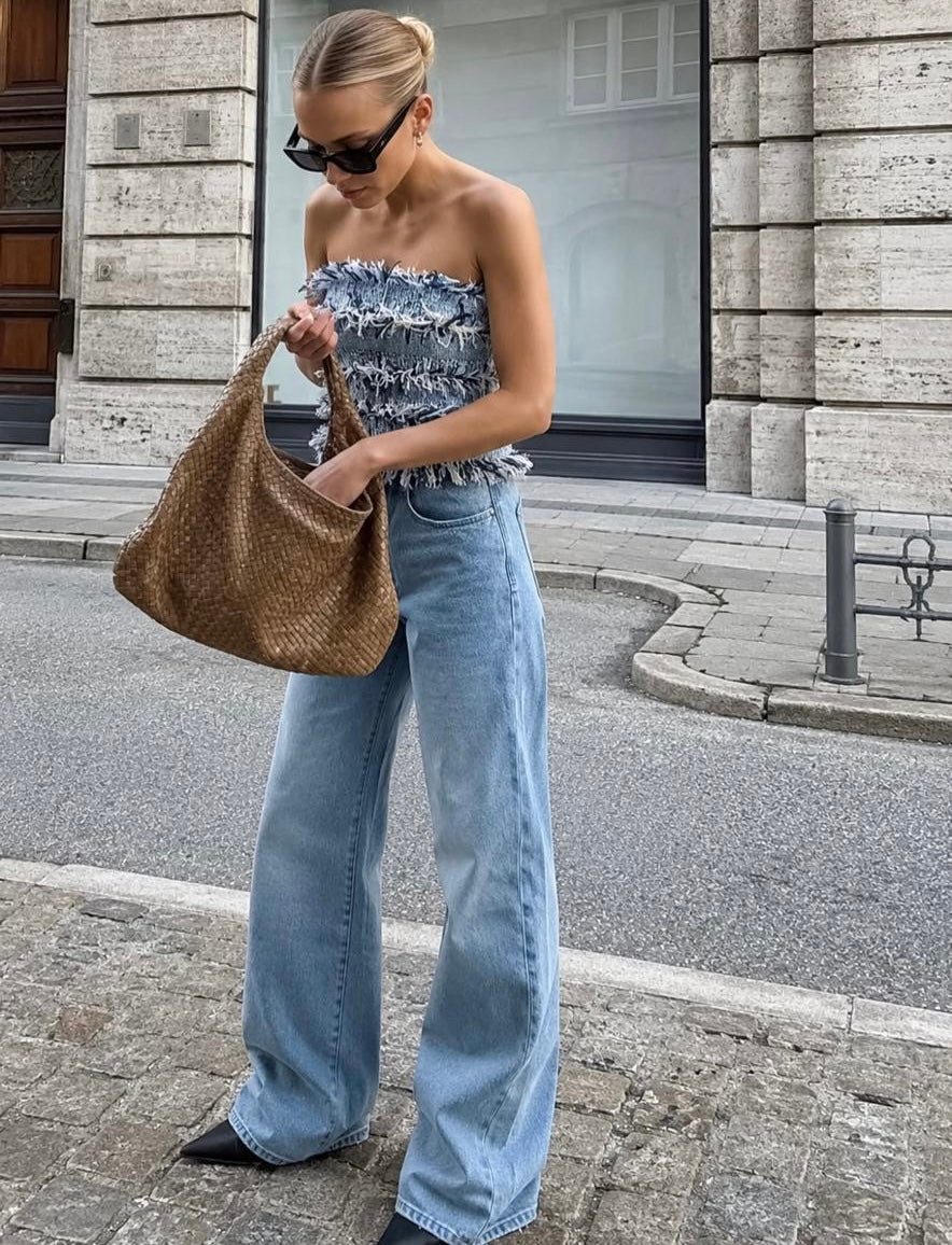 TOP STRAPLESS TEJIDO EN TWEED