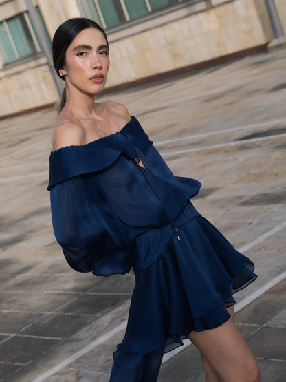 MINI VESTIDO SEDA Y GASA