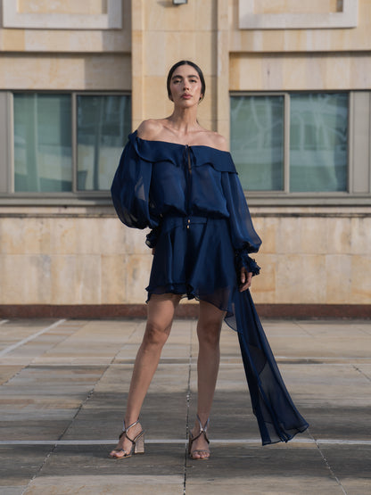 MINI VESTIDO SEDA Y GASA