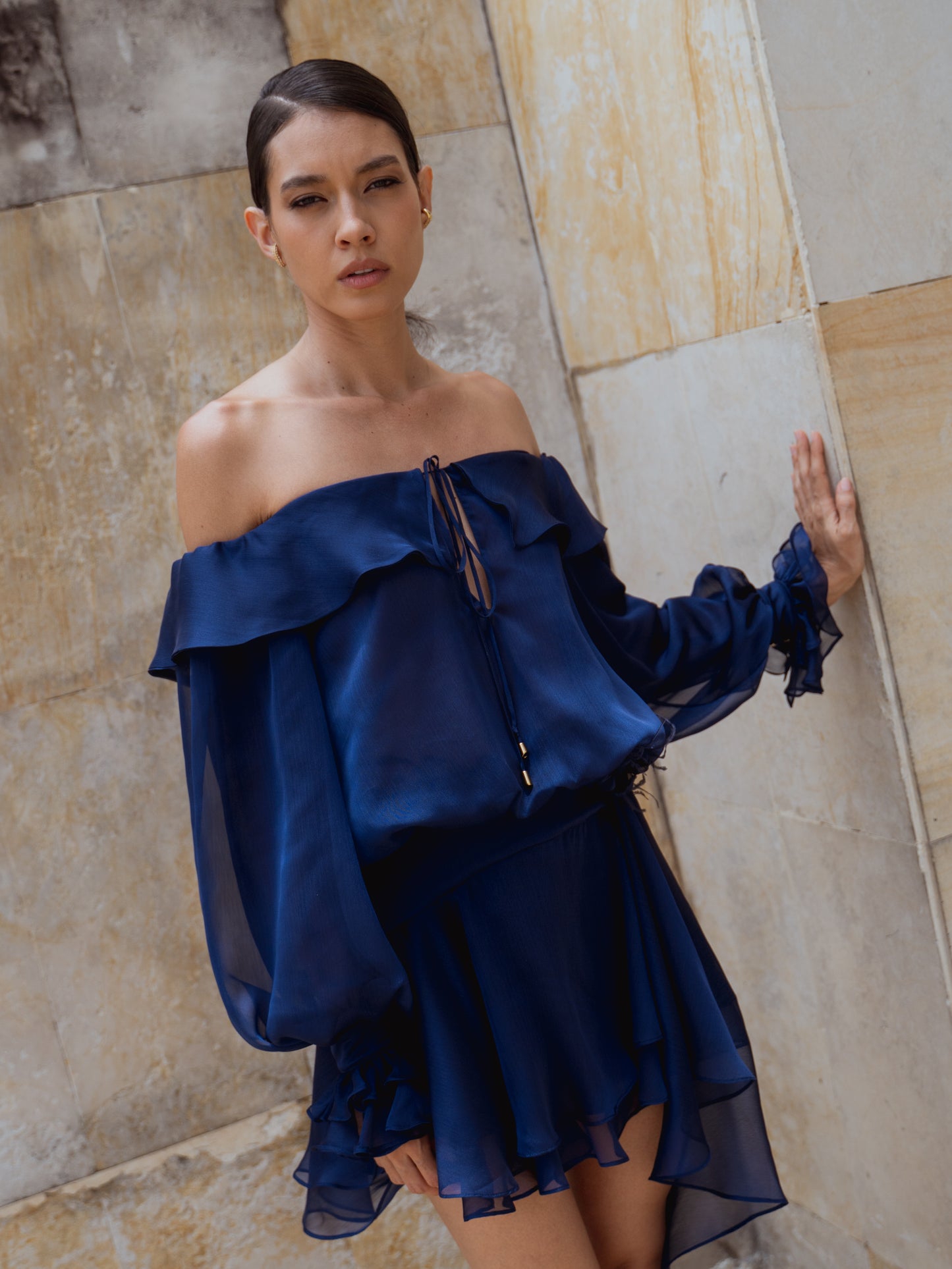 MINI VESTIDO SEDA Y GASA