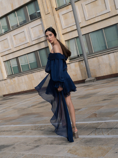 MINI VESTIDO SEDA Y GASA