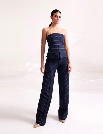 Set top y pantalón con diseño en lineas