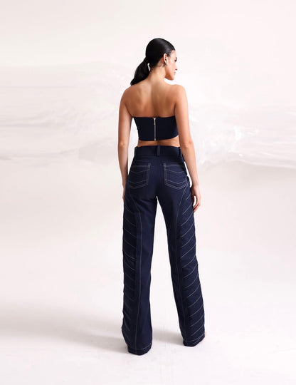 Set top y pantalón con diseño en lineas