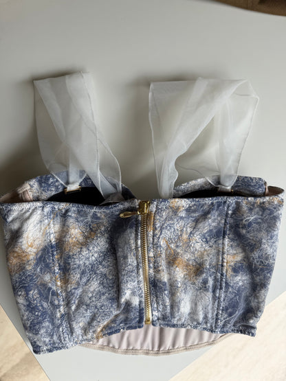 CORSET HEBRAS AZULES CON BLANCO