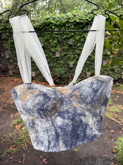 CORSET HEBRAS AZULES CON BLANCO