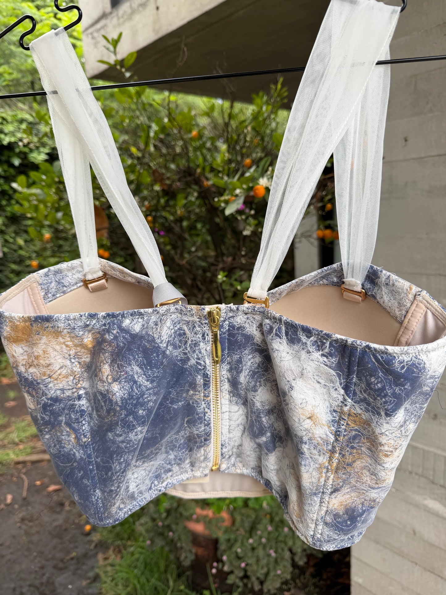 CORSET HEBRAS AZULES CON BLANCO