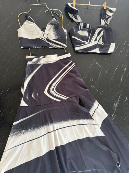 SET MAXI FALDA Y TOP EN SEDA MATE