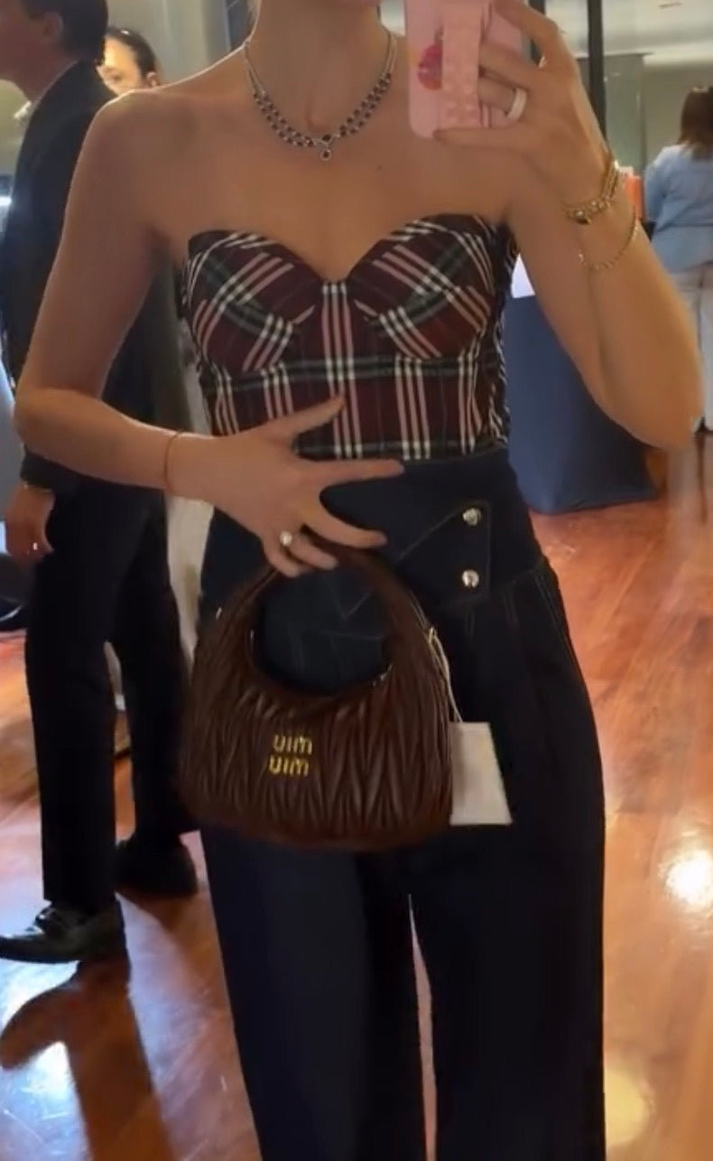 CORSET SENCILLO A CUADROS COLOR VINO
