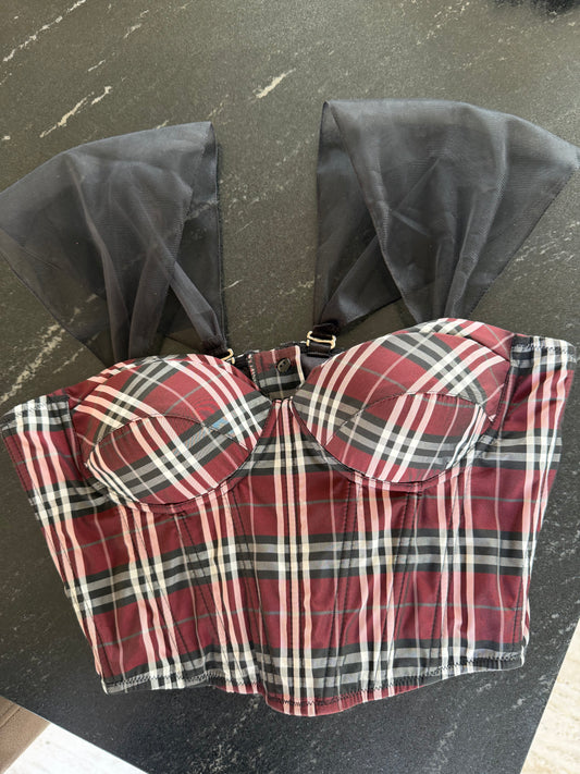 CORSET SENCILLO A CUADROS COLOR VINO