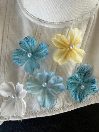 CORSET MARFIL FLORES AQUA