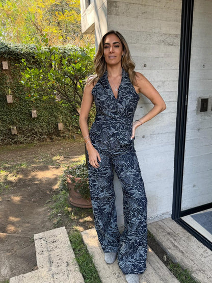 Pantalón en jacquard de mezclilla
