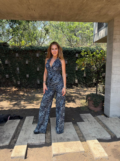 Pantalón en jacquard de mezclilla