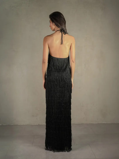 VESTIDO LARGO FLECOS