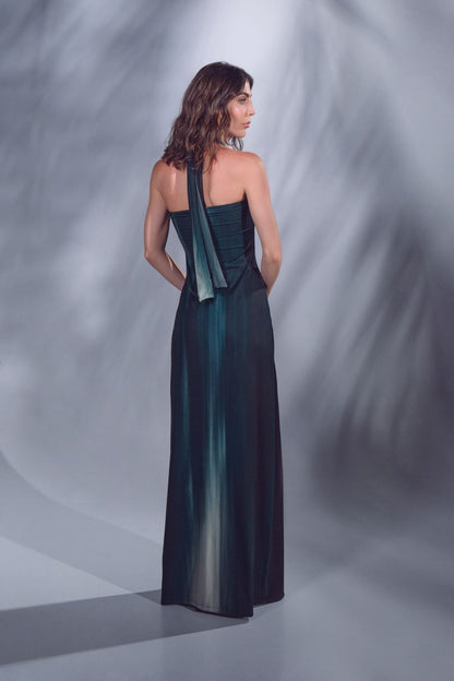 MAXI VESTIDO ANUDABLE PRINT AZUL