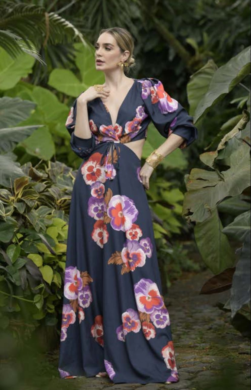 Vestido largo print azul