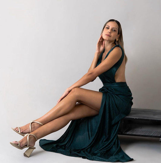 Vestido seda con nudo al frente